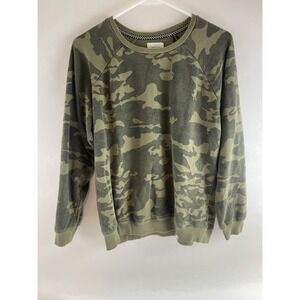 Sovereign Code Sweater Women's Size Medium Green Camouflage Pullover Round Neck